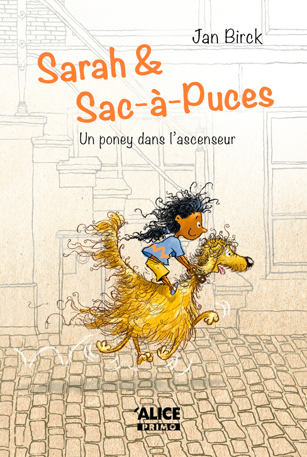 Sarah et sac-à-puces poney dans ascenseur